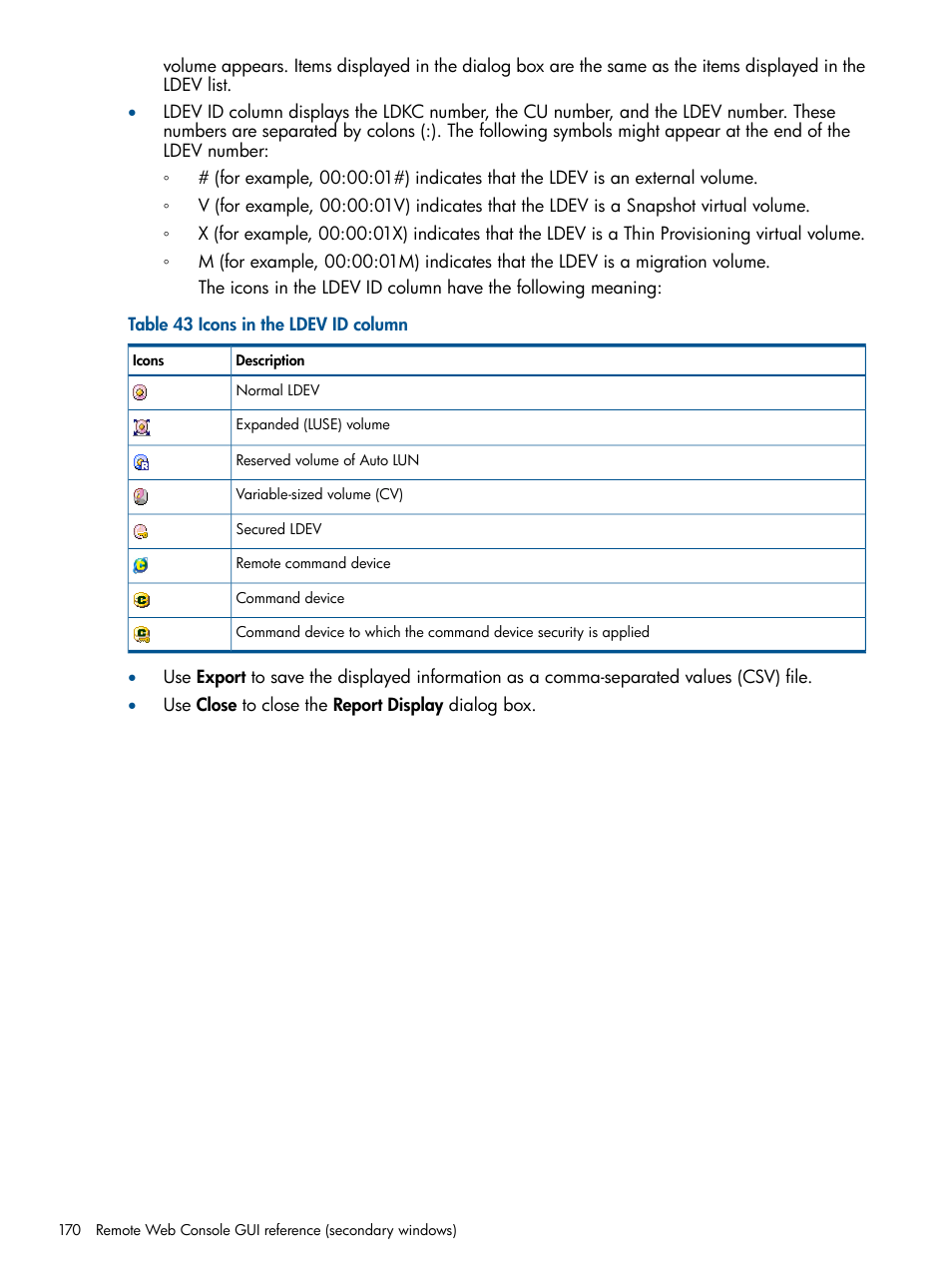 HP XP RAID Manager Software User Manual | Page 170 / 182