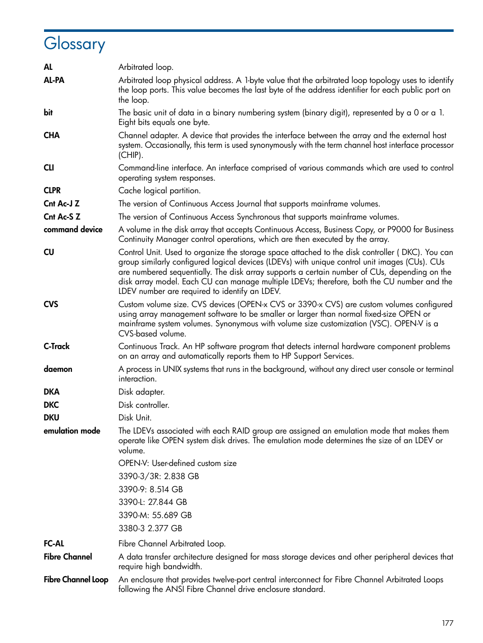 Glossary | HP XP RAID Manager Software User Manual | Page 177 / 182