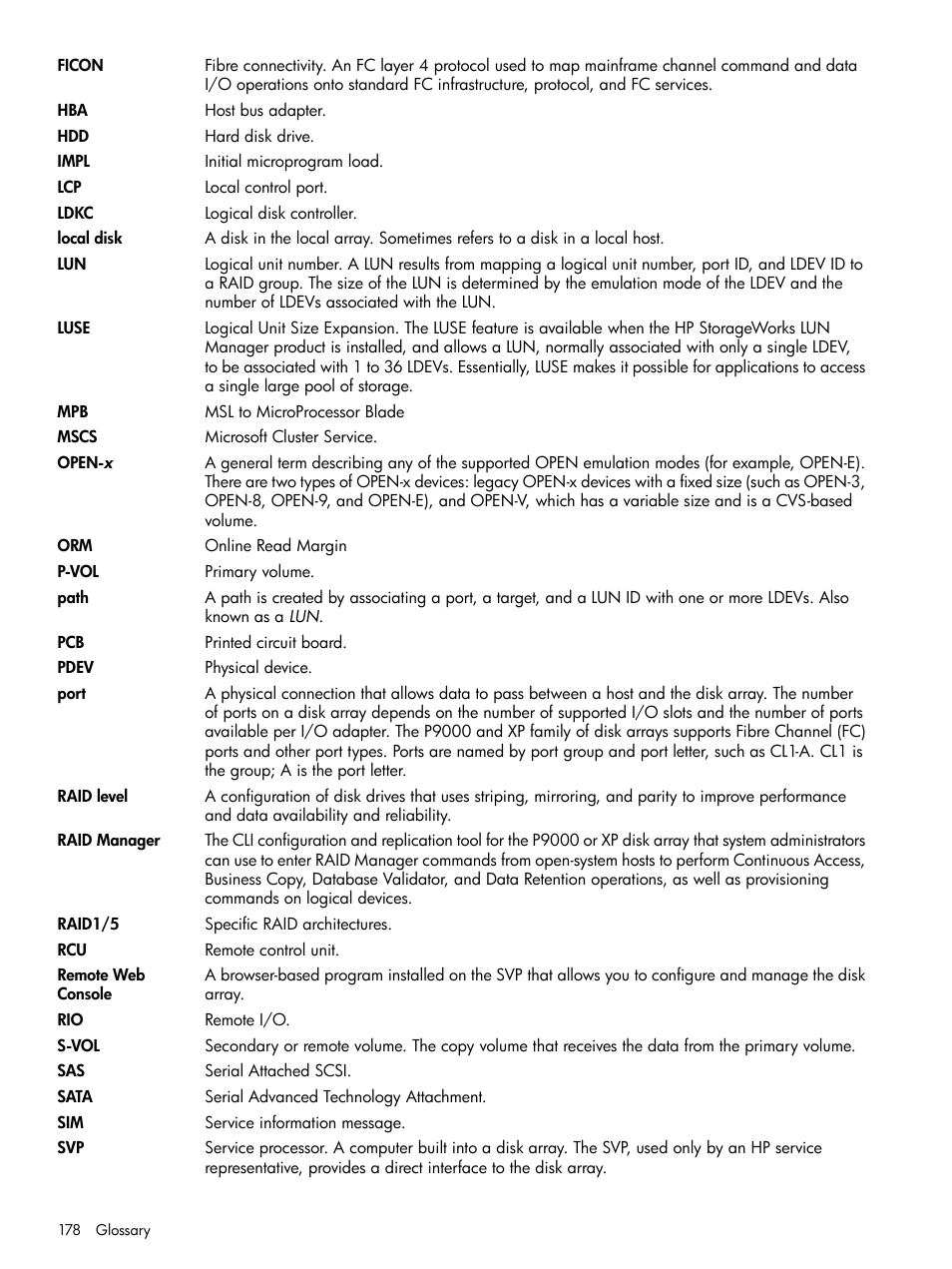 HP XP RAID Manager Software User Manual | Page 178 / 182
