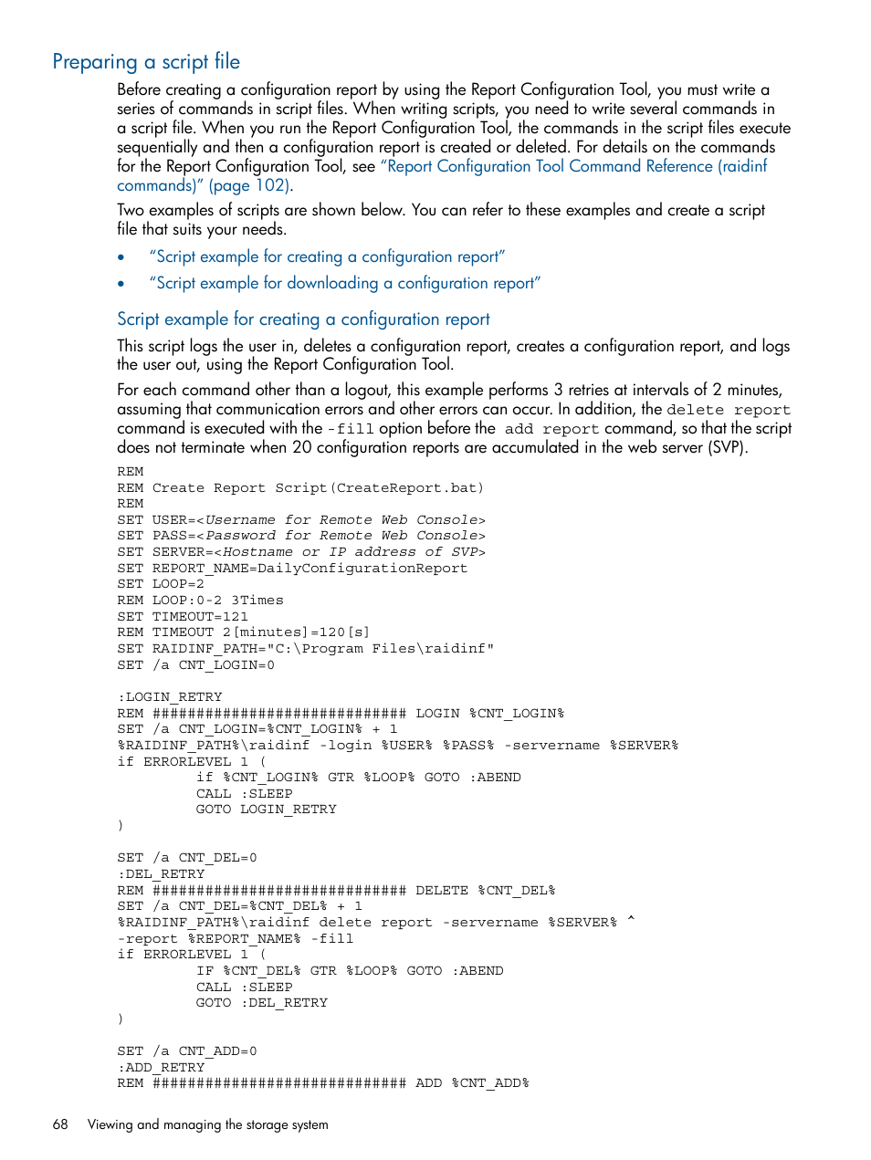 Preparing a script file | HP XP RAID Manager Software User Manual | Page 68 / 182