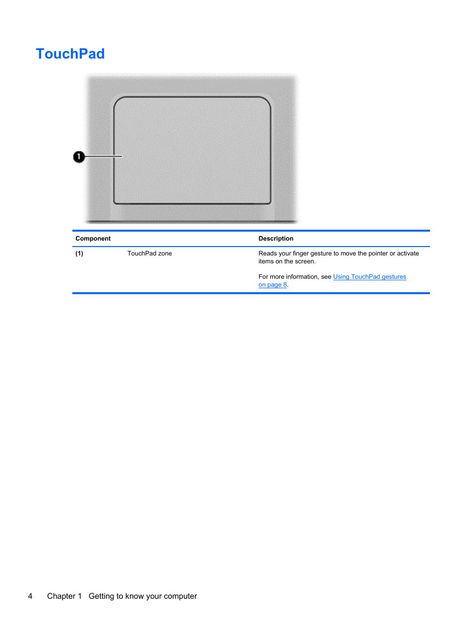 Touchpad | HP Chromebook 14-q063cl User Manual | Page 10 / 21