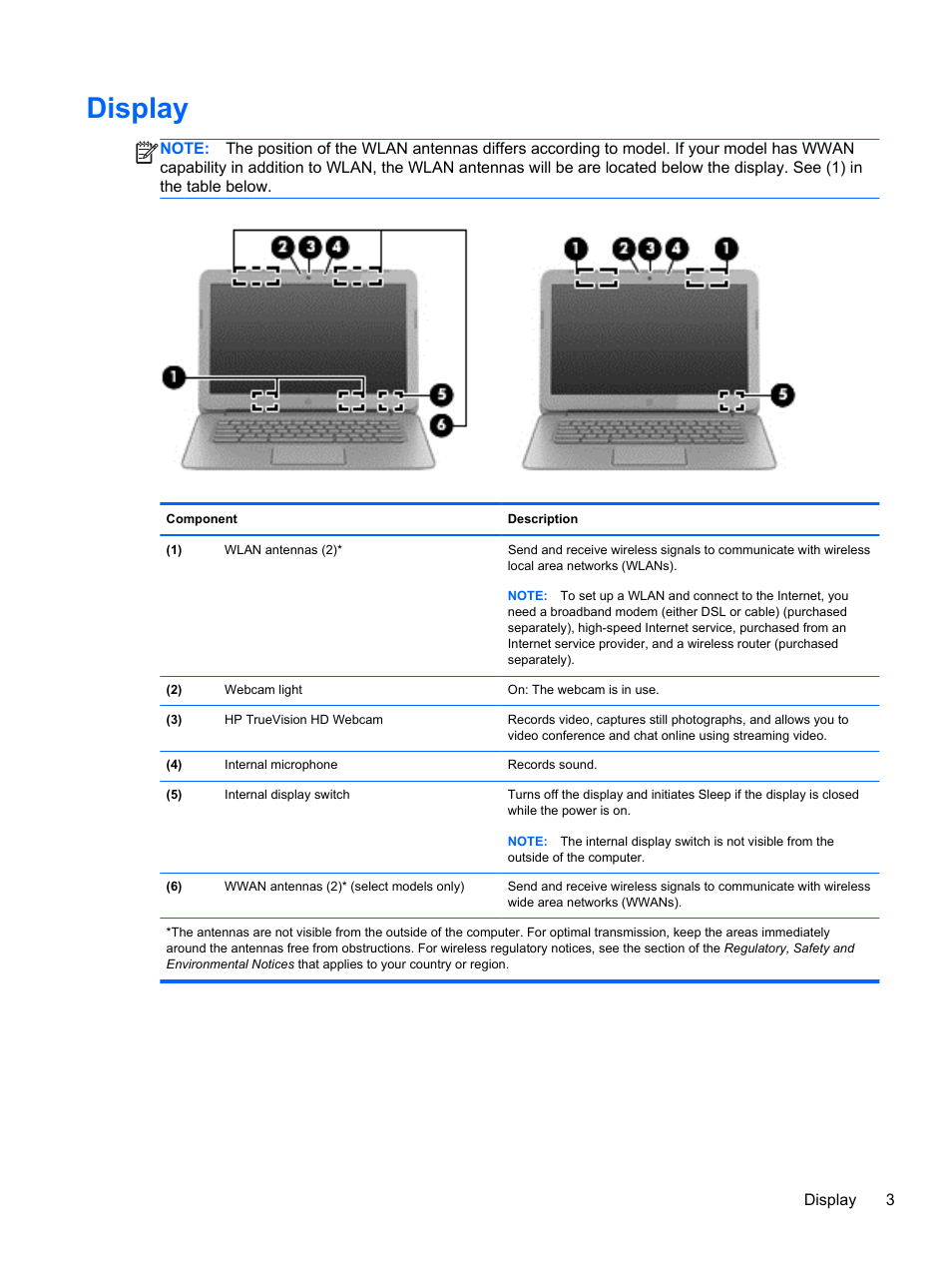 Display | HP Chromebook 14-q063cl User Manual | Page 9 / 21