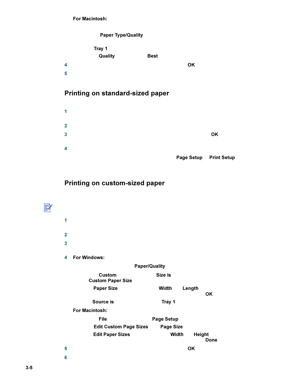 Printing on standard-sized paper, Printing on custom-sized paper | HP Deskjet 9300 Printer series User Manual | Page 18 / 50