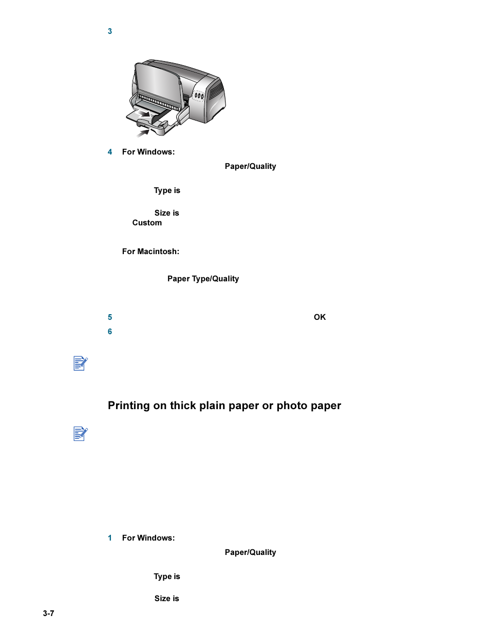 Printing on thick plain paper or photo paper, Printing on thick plain paper or photo paper -7 | HP Deskjet 9300 Printer series User Manual | Page 20 / 50