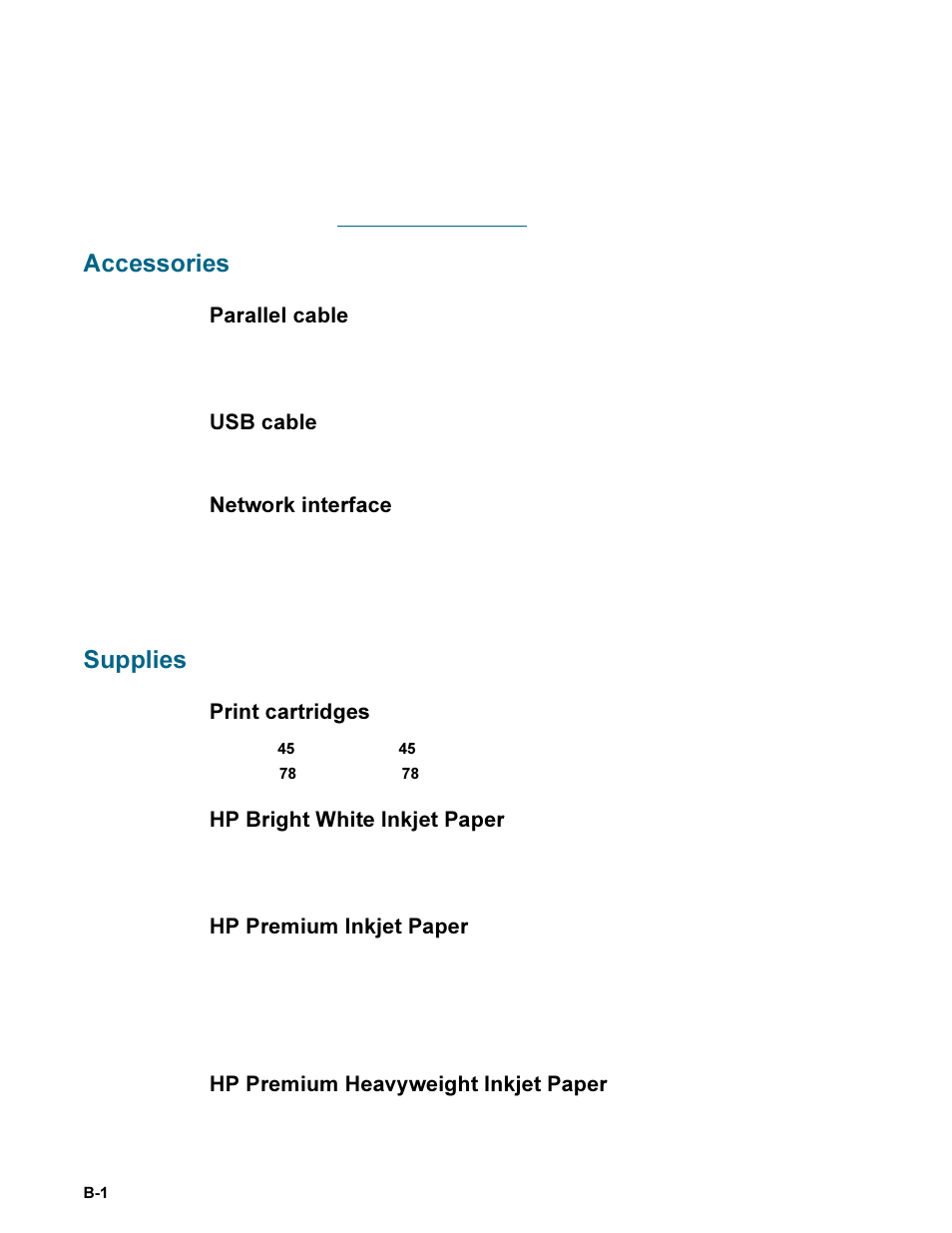 Hp supplies and accessories, Hp supplies, And accessories | Accessories, Supplies | HP Deskjet 9300 Printer series User Manual | Page 44 / 50