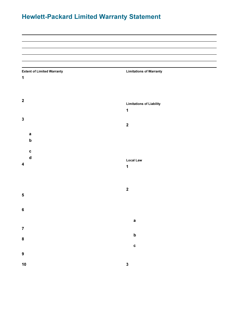 Hewlett-packard limited warranty statement | HP Deskjet 9300 Printer series User Manual | Page 48 / 50