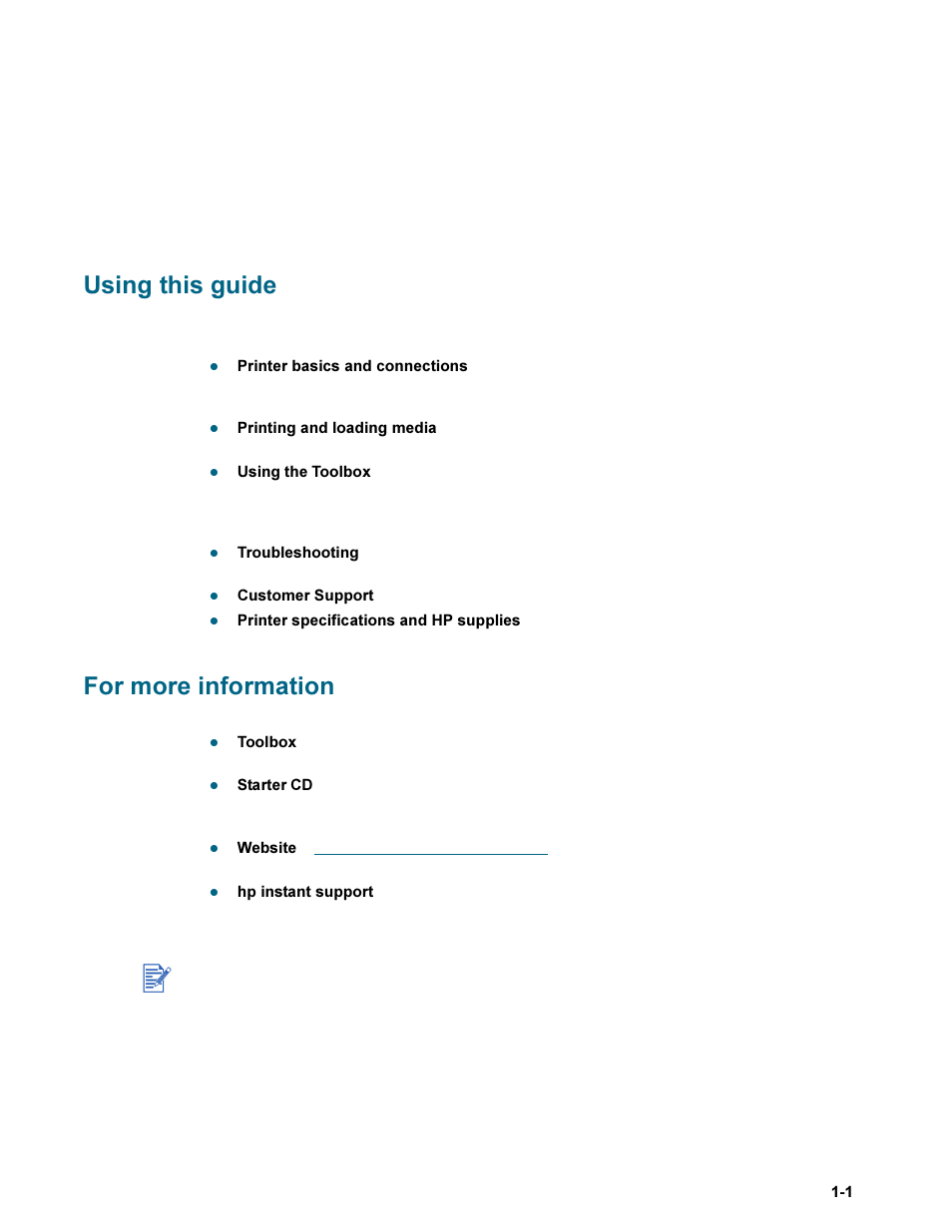 Welcome, Using this guide, For more information | Using this guide -1 for more information -1 | HP Deskjet 9300 Printer series User Manual | Page 5 / 50