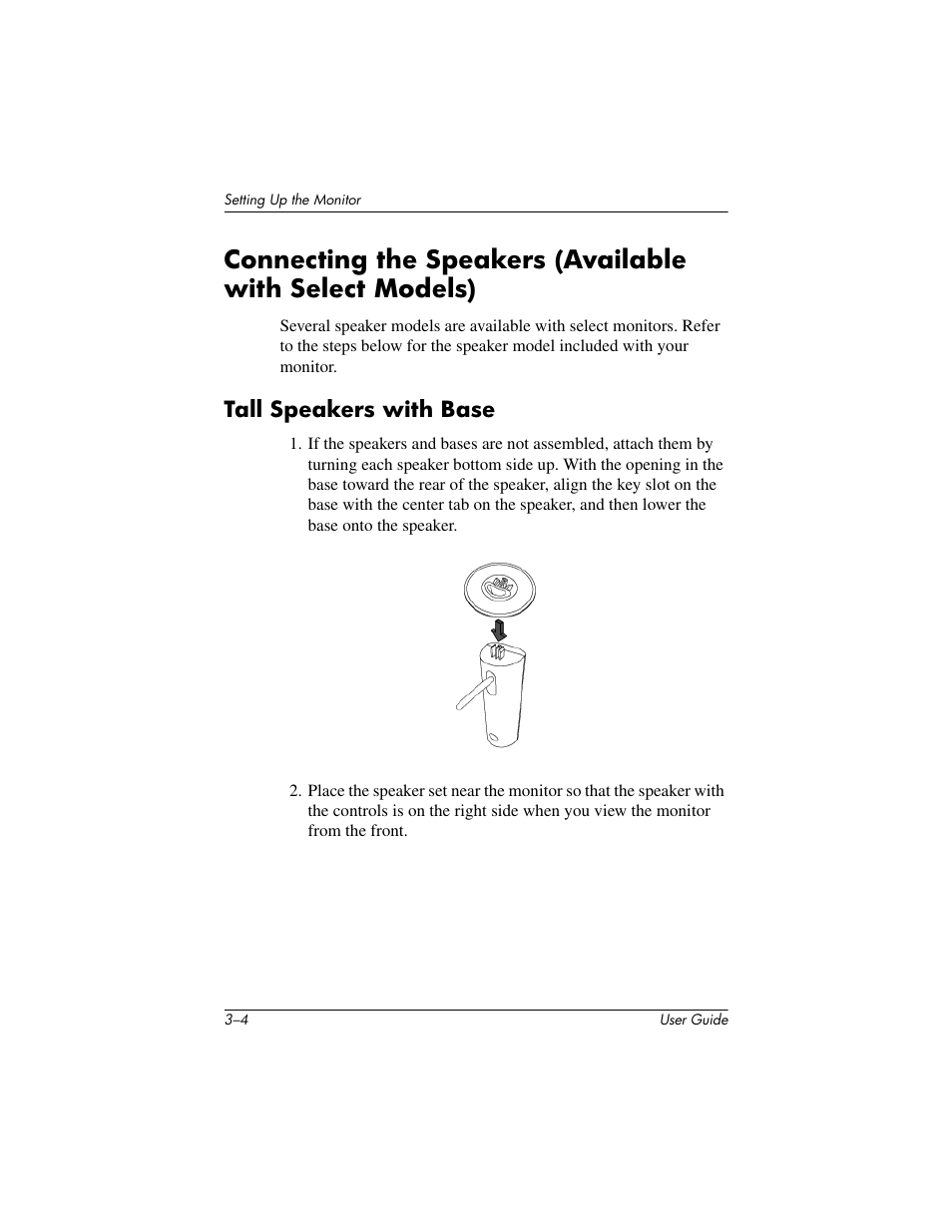 Tall speakers with base | HP mx705 17 inch CRT Monitor User Manual | Page 14 / 44