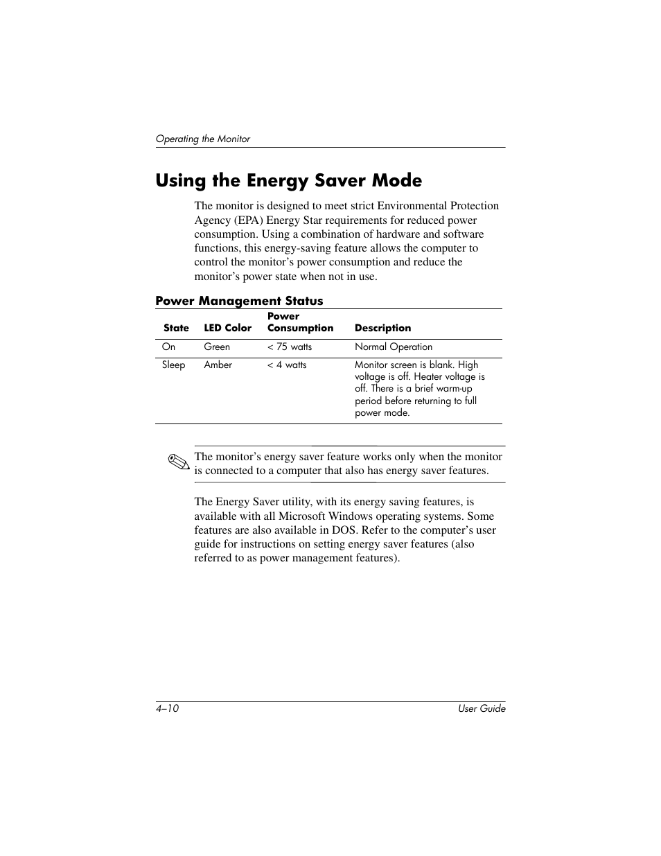 Using the energy saver mode | HP mx705 17 inch CRT Monitor User Manual | Page 28 / 44
