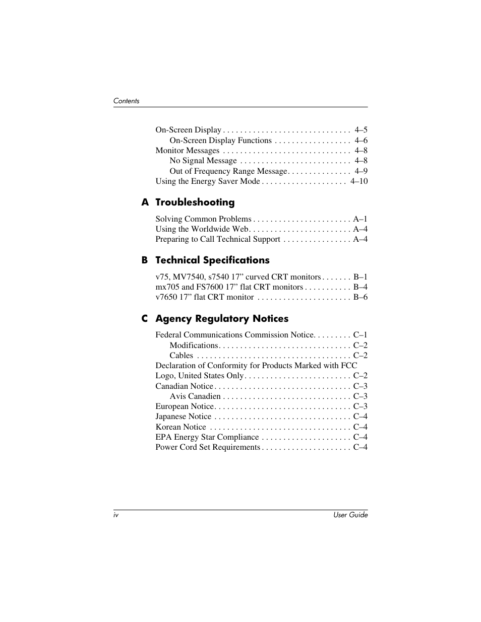 HP mx705 17 inch CRT Monitor User Manual | Page 4 / 44