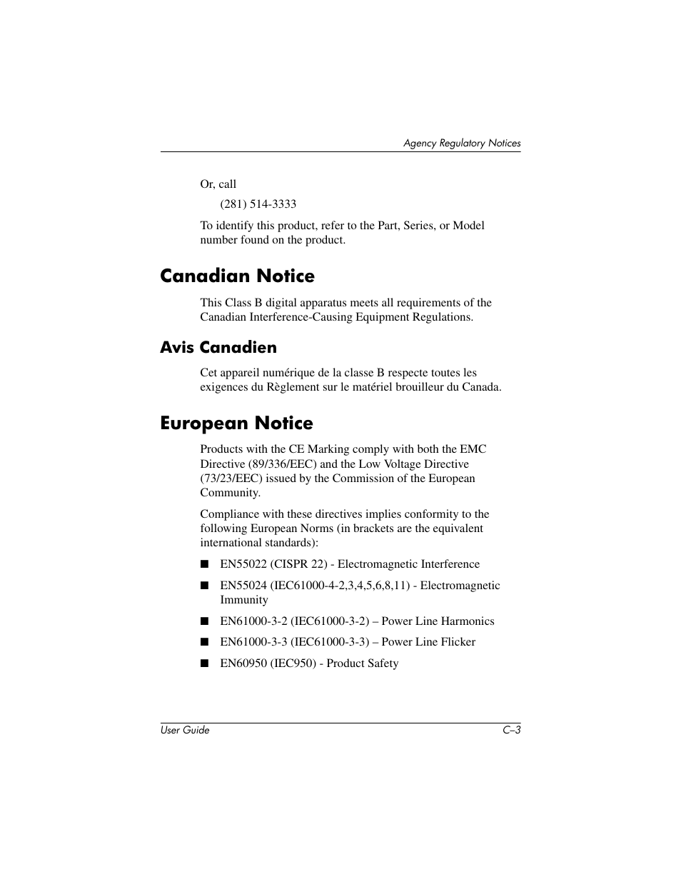 Canadian notice, Avis canadien, European notice | HP mx705 17 inch CRT Monitor User Manual | Page 42 / 44