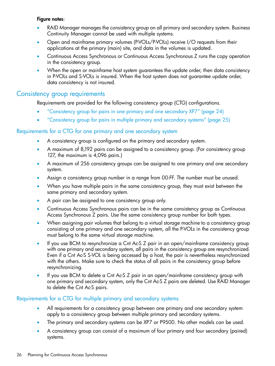 Consistency group requirements | HP XP Racks User Manual | Page 26 / 154