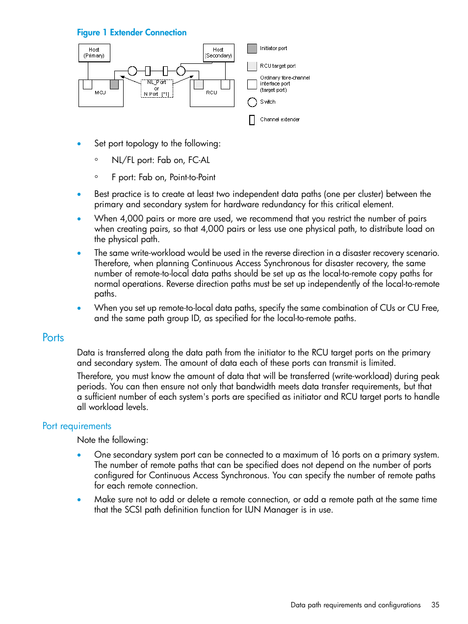 Ports, Port requirements | HP XP Racks User Manual | Page 35 / 154