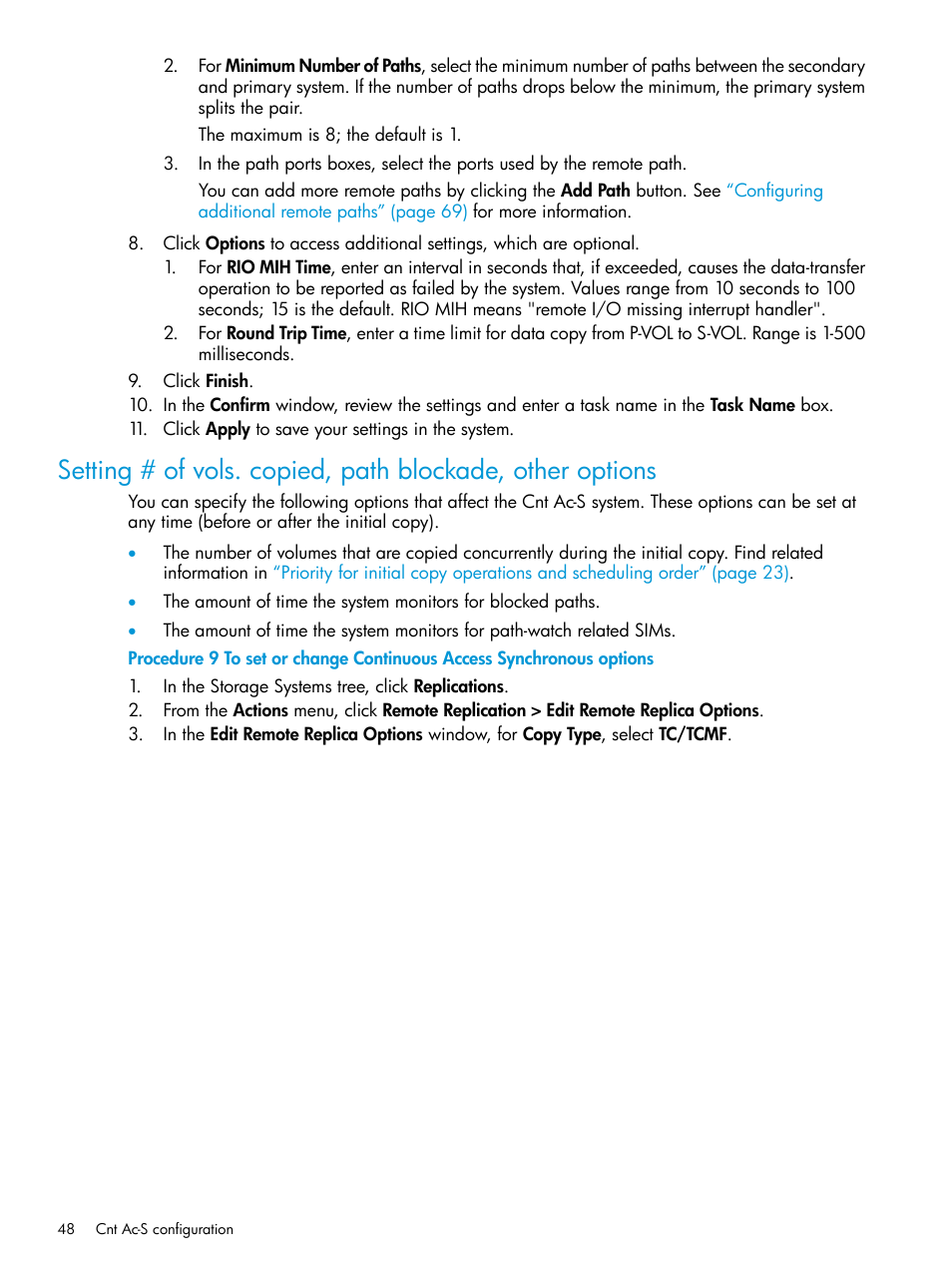 Setting # of vols. copied, path | HP XP Racks User Manual | Page 48 / 154