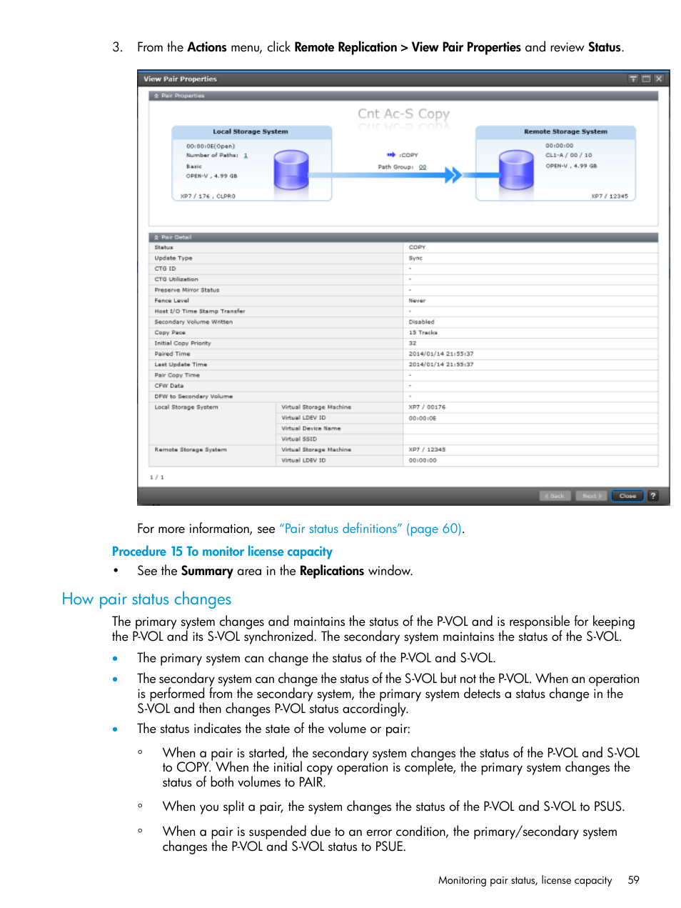 How pair status changes | HP XP Racks User Manual | Page 59 / 154