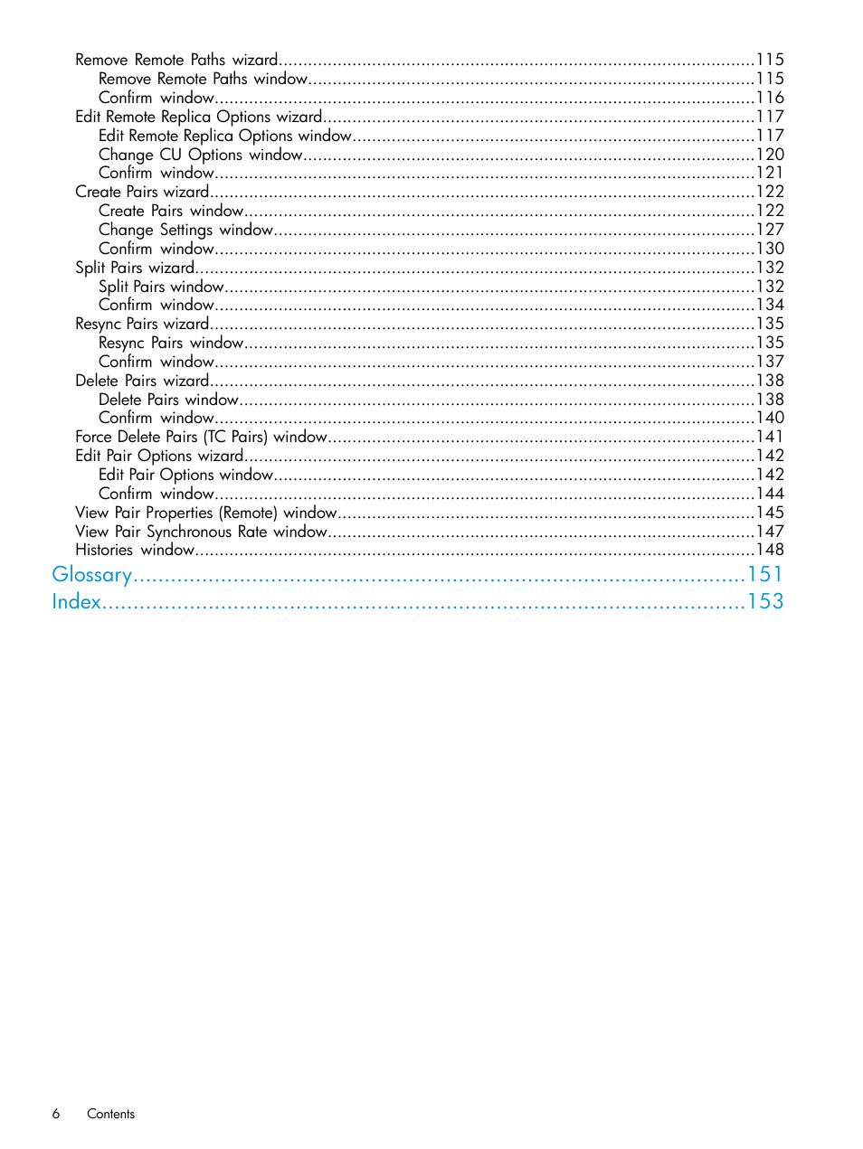 Glossary index | HP XP Racks User Manual | Page 6 / 154