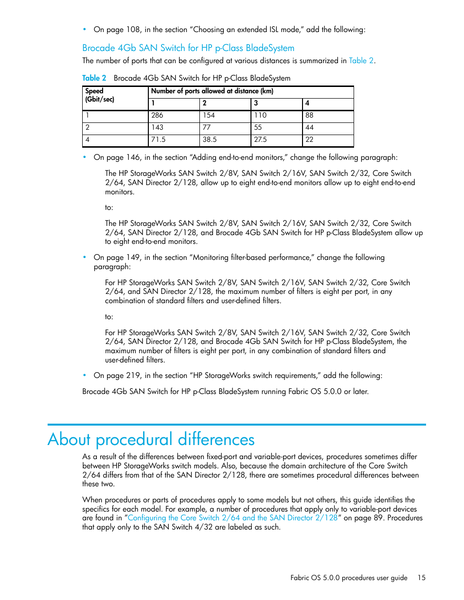 Brocade 4gb san switch for hp p-class bladesystem, About procedural differences | HP Brocade 4Gb SAN Switch for HP BladeSystem p-Class User Manual | Page 15 / 270