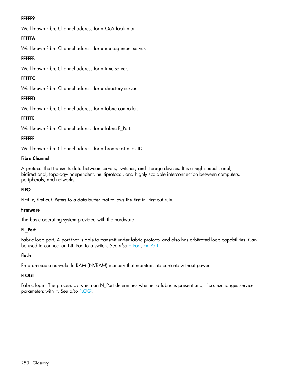 Fl_port | HP Brocade 4Gb SAN Switch for HP BladeSystem p-Class User Manual | Page 250 / 270