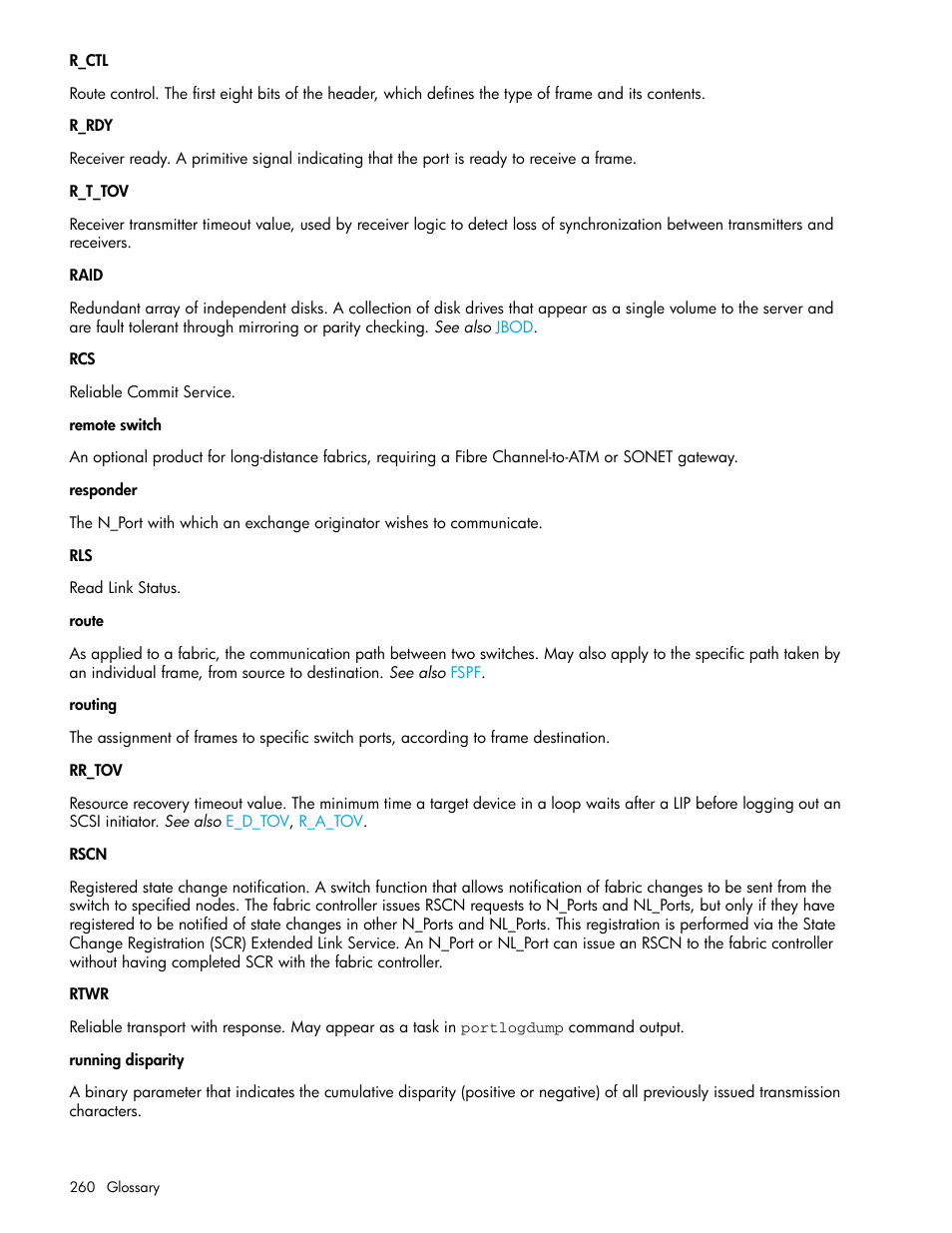 Rr_tov, Raid | HP Brocade 4Gb SAN Switch for HP BladeSystem p-Class User Manual | Page 260 / 270