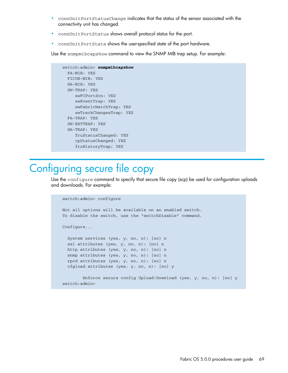 Configuring secure file copy | HP Brocade 4Gb SAN Switch for HP BladeSystem p-Class User Manual | Page 69 / 270