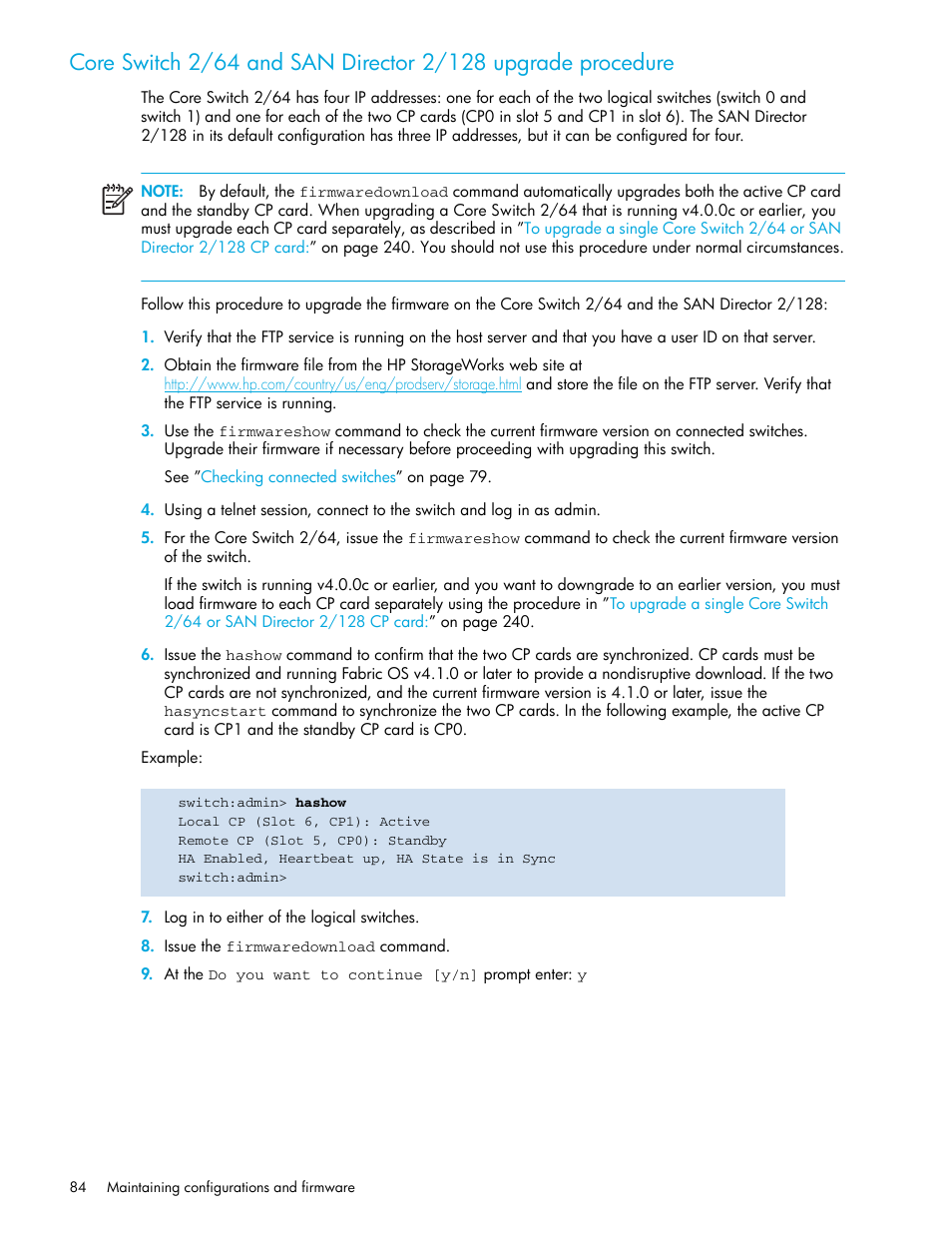 HP Brocade 4Gb SAN Switch for HP BladeSystem p-Class User Manual | Page 84 / 270