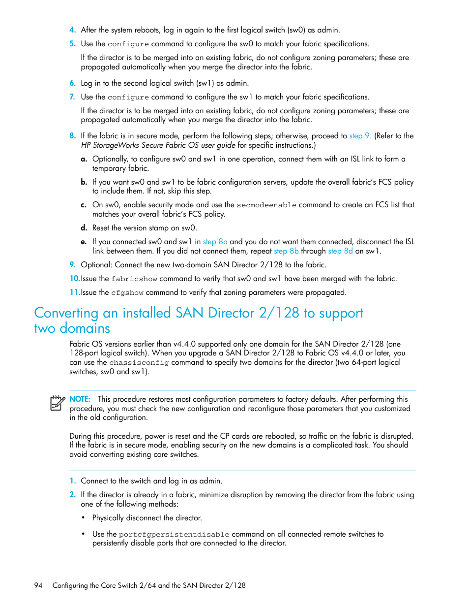 HP Brocade 4Gb SAN Switch for HP BladeSystem p-Class User Manual | Page 94 / 270