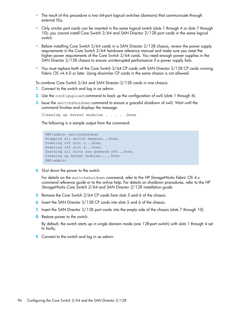 HP Brocade 4Gb SAN Switch for HP BladeSystem p-Class User Manual | Page 96 / 270