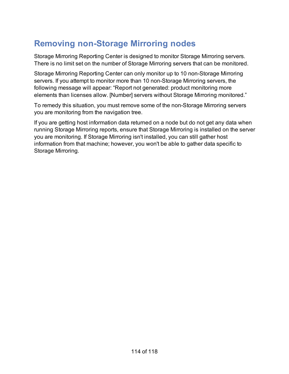 Removing non-storage mirroring nodes | HP Storage Mirroring Software User Manual | Page 116 / 120