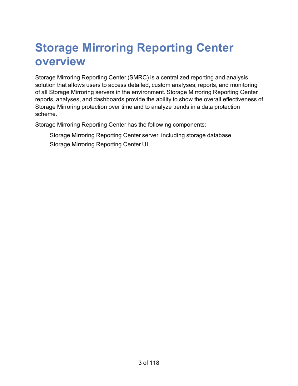 Storage mirroring reporting center overview | HP Storage Mirroring Software User Manual | Page 5 / 120