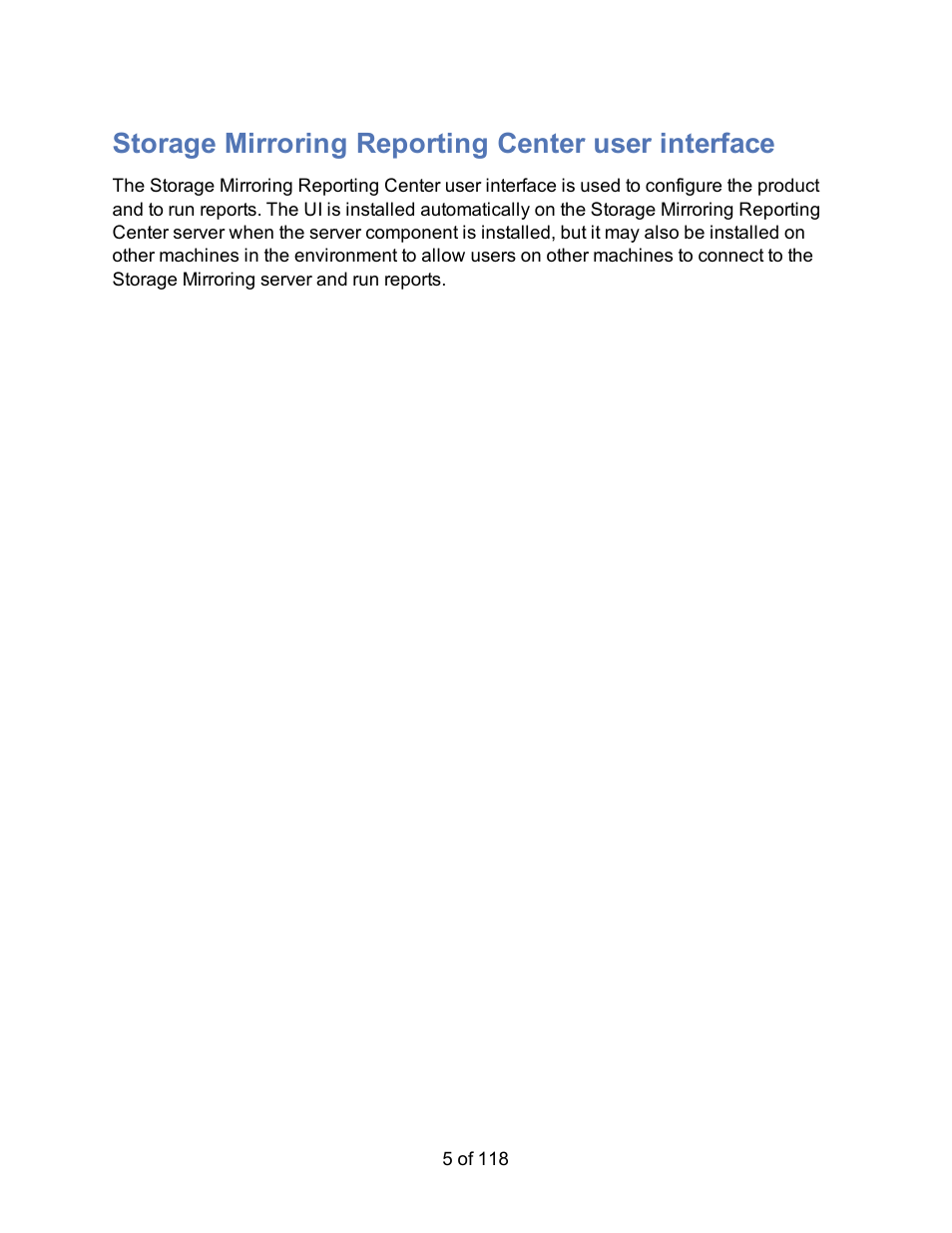 Storage mirroring reporting center user interface | HP Storage Mirroring Software User Manual | Page 7 / 120