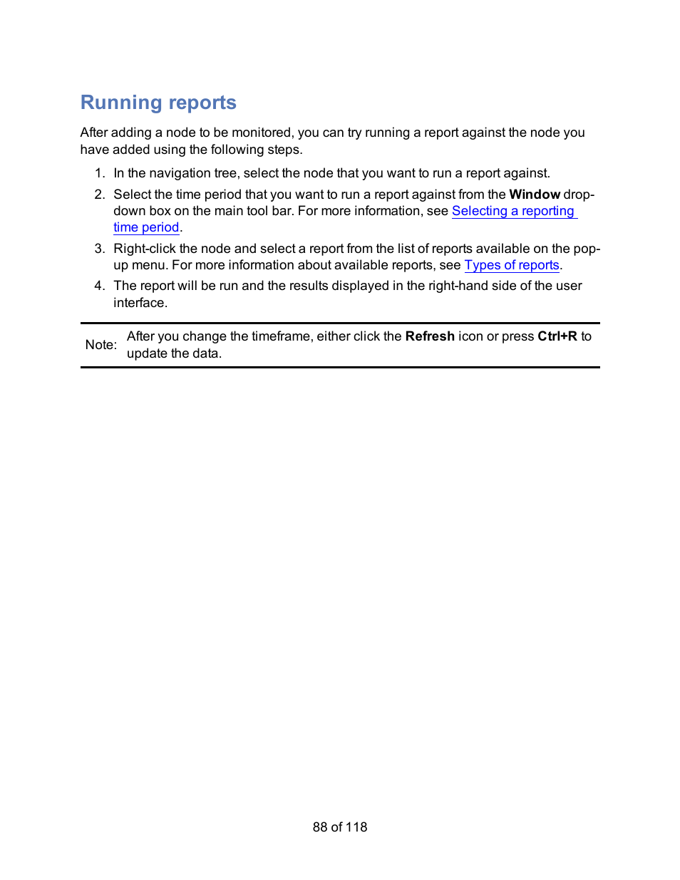 Running reports | HP Storage Mirroring Software User Manual | Page 90 / 120