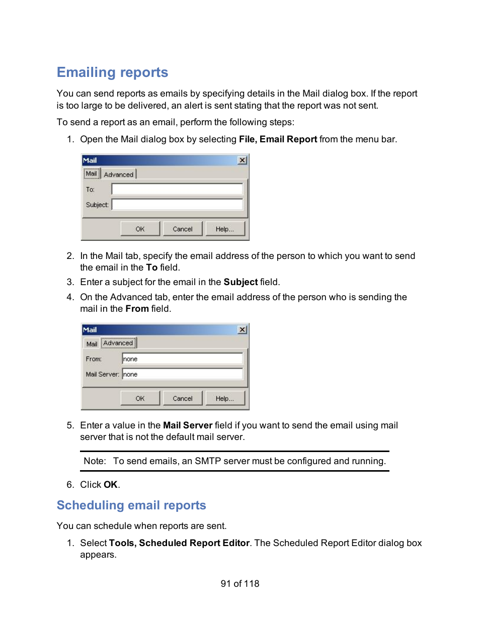 Emailing reports, Scheduling email reports | HP Storage Mirroring Software User Manual | Page 93 / 120