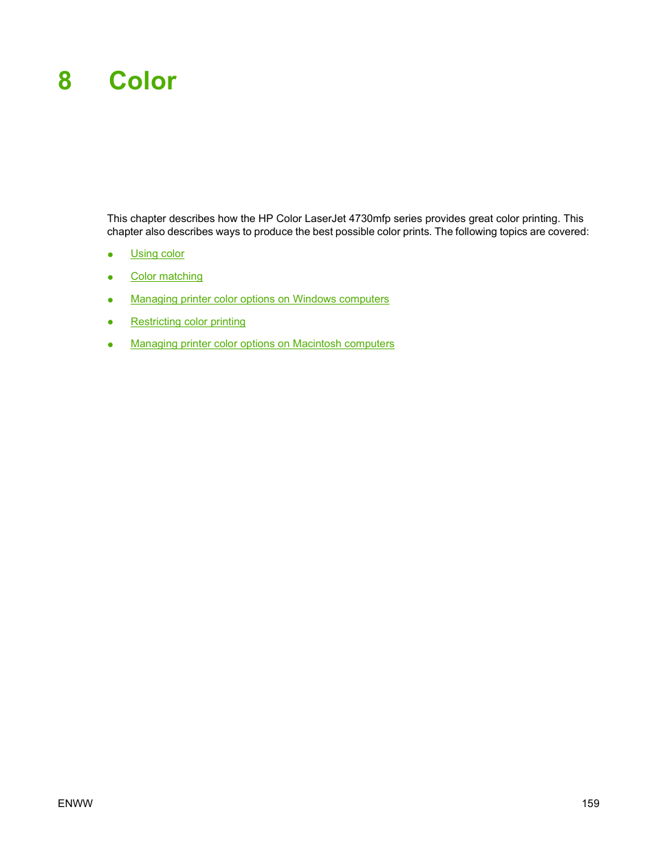 Color, 8 color, 8color | HP Color LaserJet 4730 Multifunction Printer series User Manual | Page 179 / 412