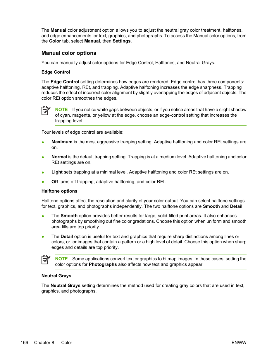 Manual color options | HP Color LaserJet 4730 Multifunction Printer series User Manual | Page 186 / 412