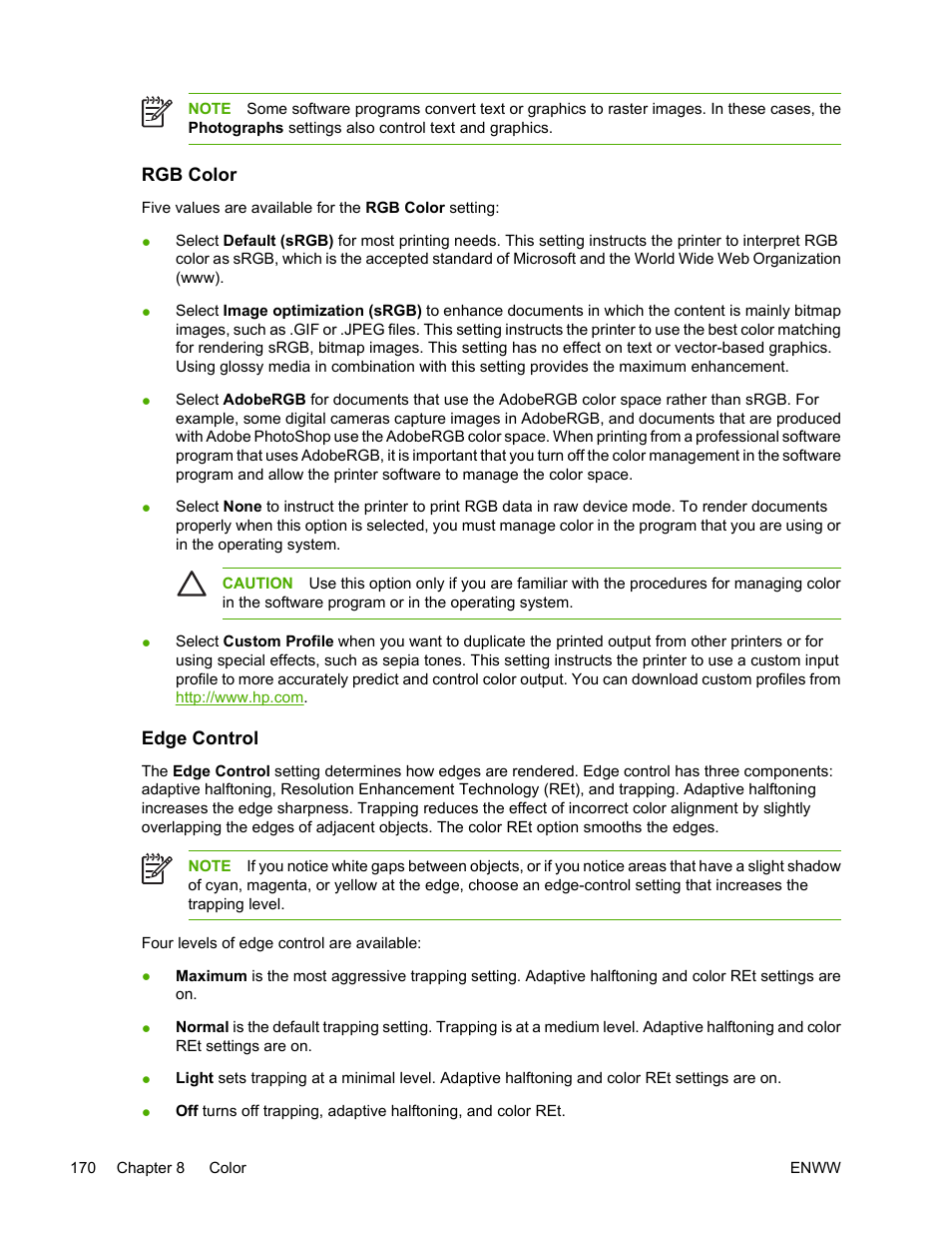 Rgb color, Edge control, Rgb color edge control | HP Color LaserJet 4730 Multifunction Printer series User Manual | Page 190 / 412