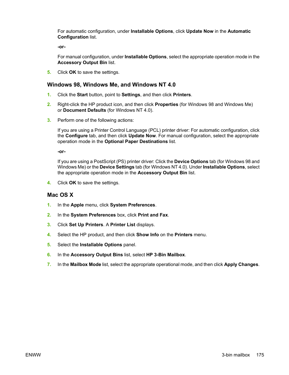 Windows 98, windows me, and windows nt 4.0, Mac os x | HP Color LaserJet 4730 Multifunction Printer series User Manual | Page 195 / 412