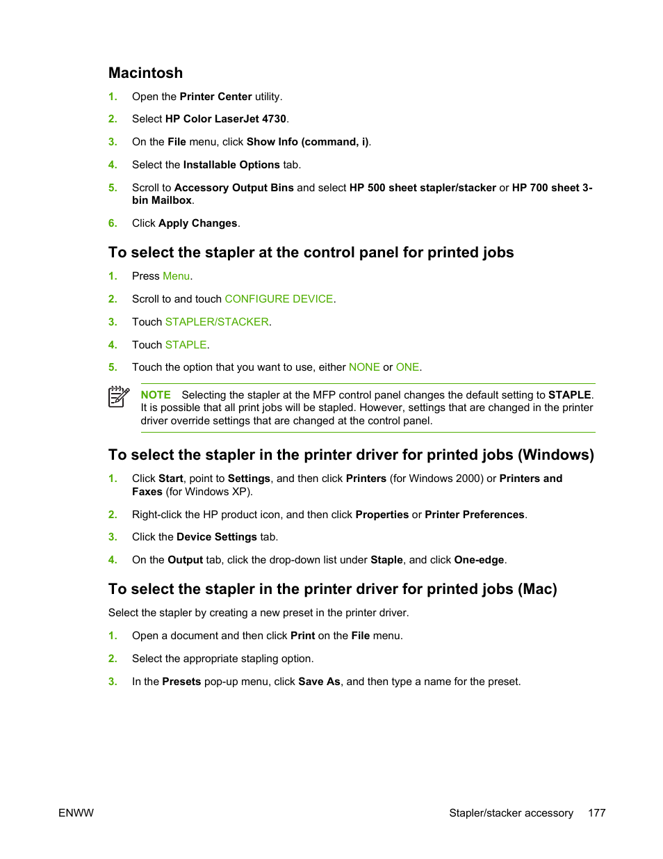 Macintosh | HP Color LaserJet 4730 Multifunction Printer series User Manual | Page 197 / 412