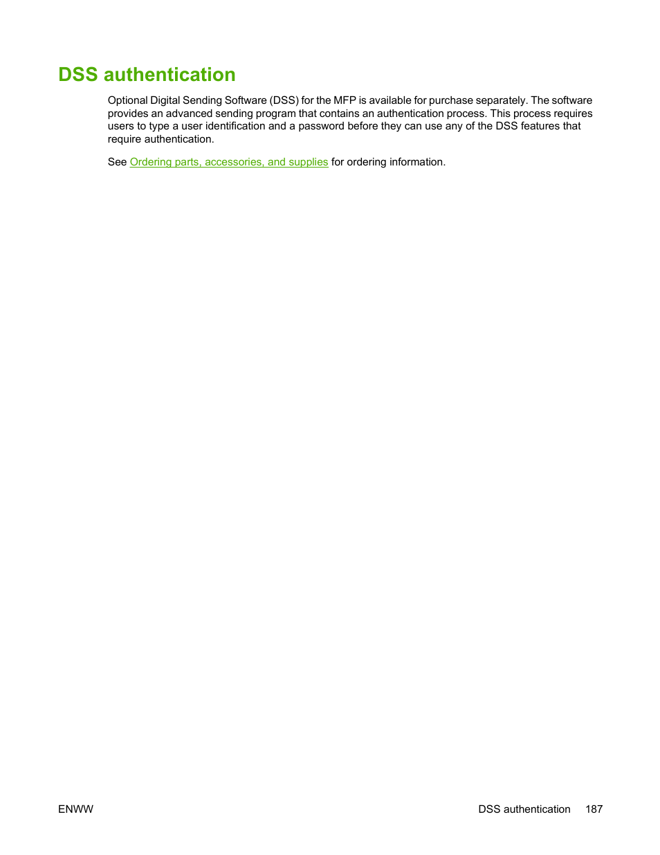 Dss authentication | HP Color LaserJet 4730 Multifunction Printer series User Manual | Page 207 / 412