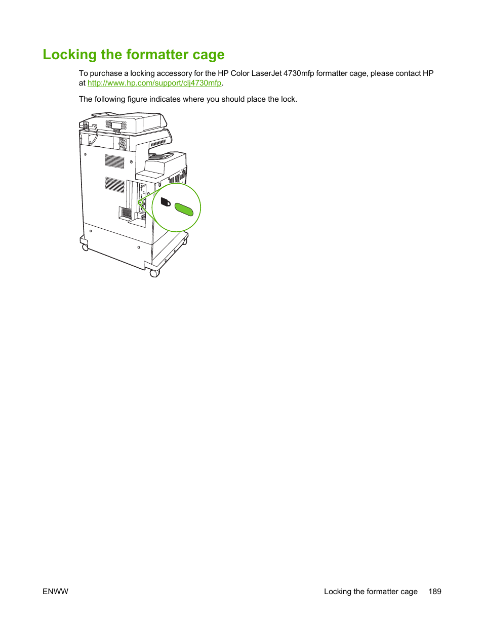 Locking the formatter cage | HP Color LaserJet 4730 Multifunction Printer series User Manual | Page 209 / 412