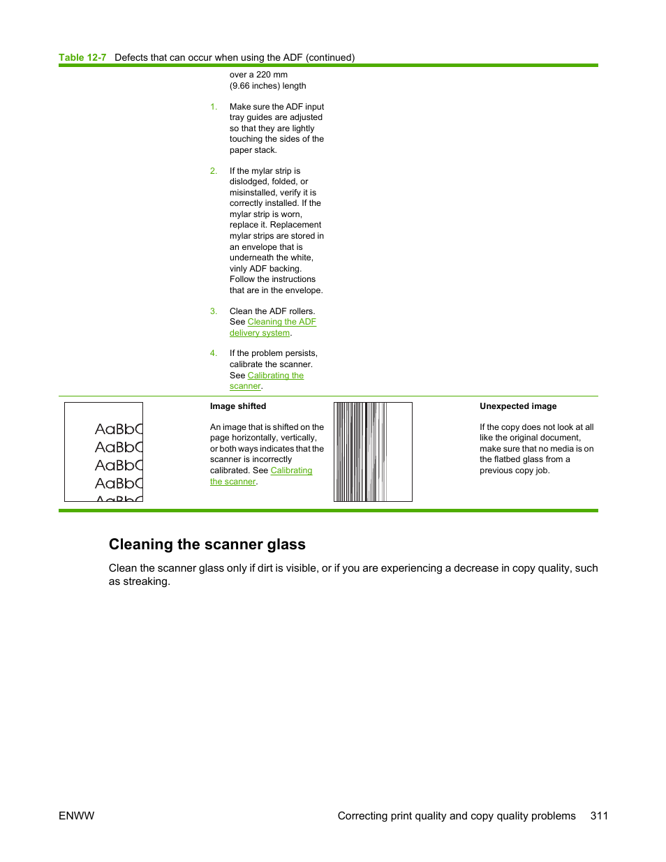 Cleaning the scanner glass | HP Color LaserJet 4730 Multifunction Printer series User Manual | Page 331 / 412