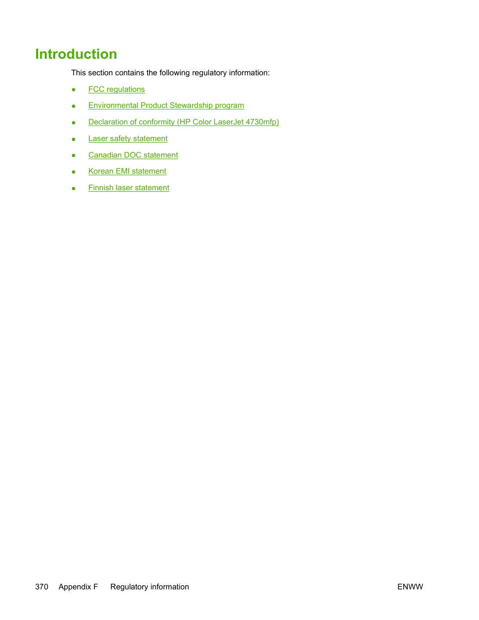 Introduction | HP Color LaserJet 4730 Multifunction Printer series User Manual | Page 390 / 412