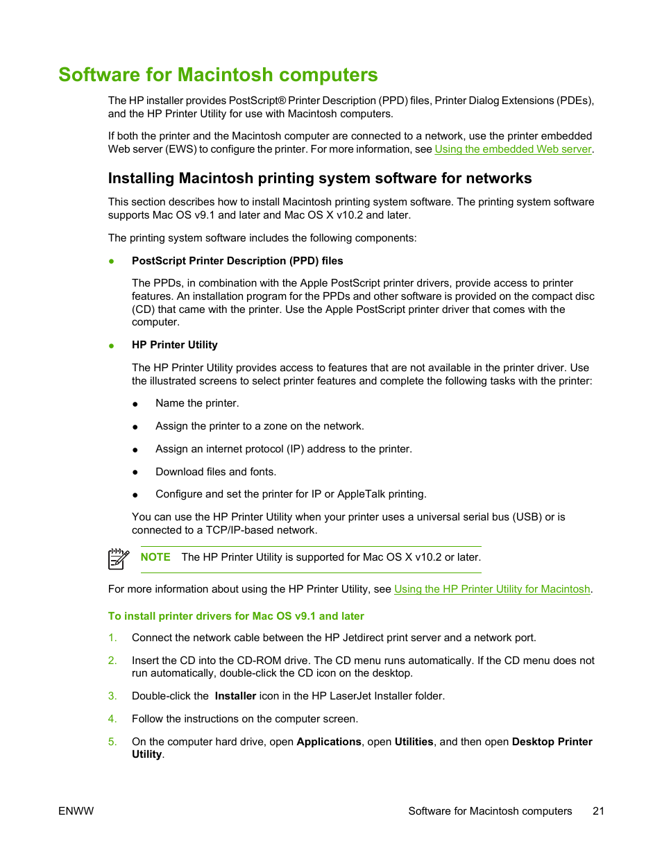 Software for macintosh computers | HP Color LaserJet 4730 Multifunction Printer series User Manual | Page 41 / 412