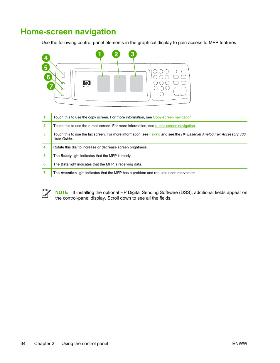 Home-screen navigation | HP Color LaserJet 4730 Multifunction Printer series User Manual | Page 54 / 412