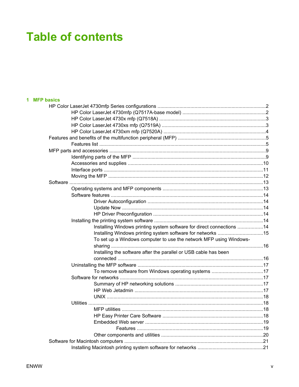 HP Color LaserJet 4730 Multifunction Printer series User Manual | Page 7 / 412