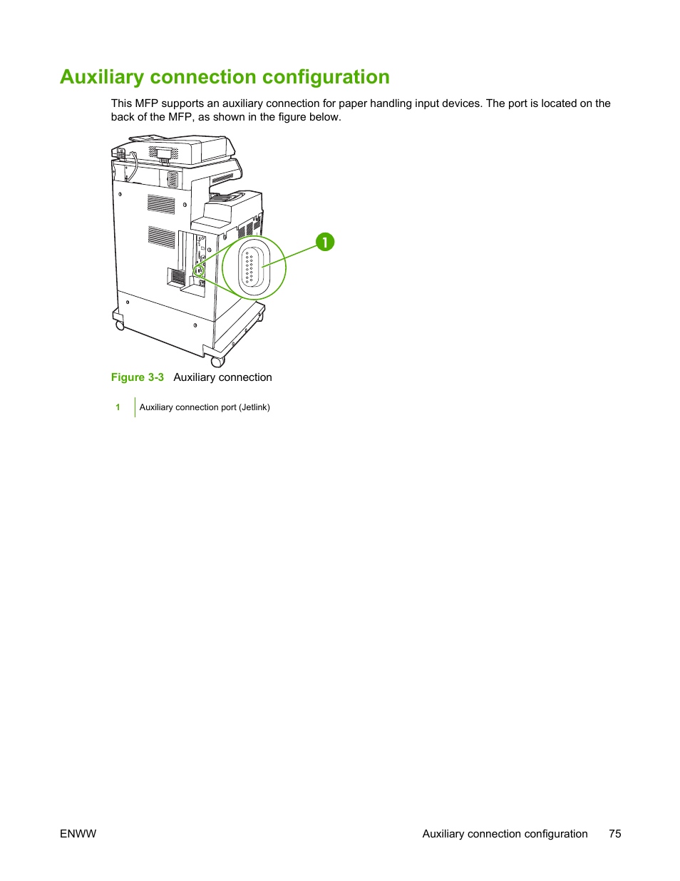 Auxiliary connection configuration | HP Color LaserJet 4730 Multifunction Printer series User Manual | Page 95 / 412