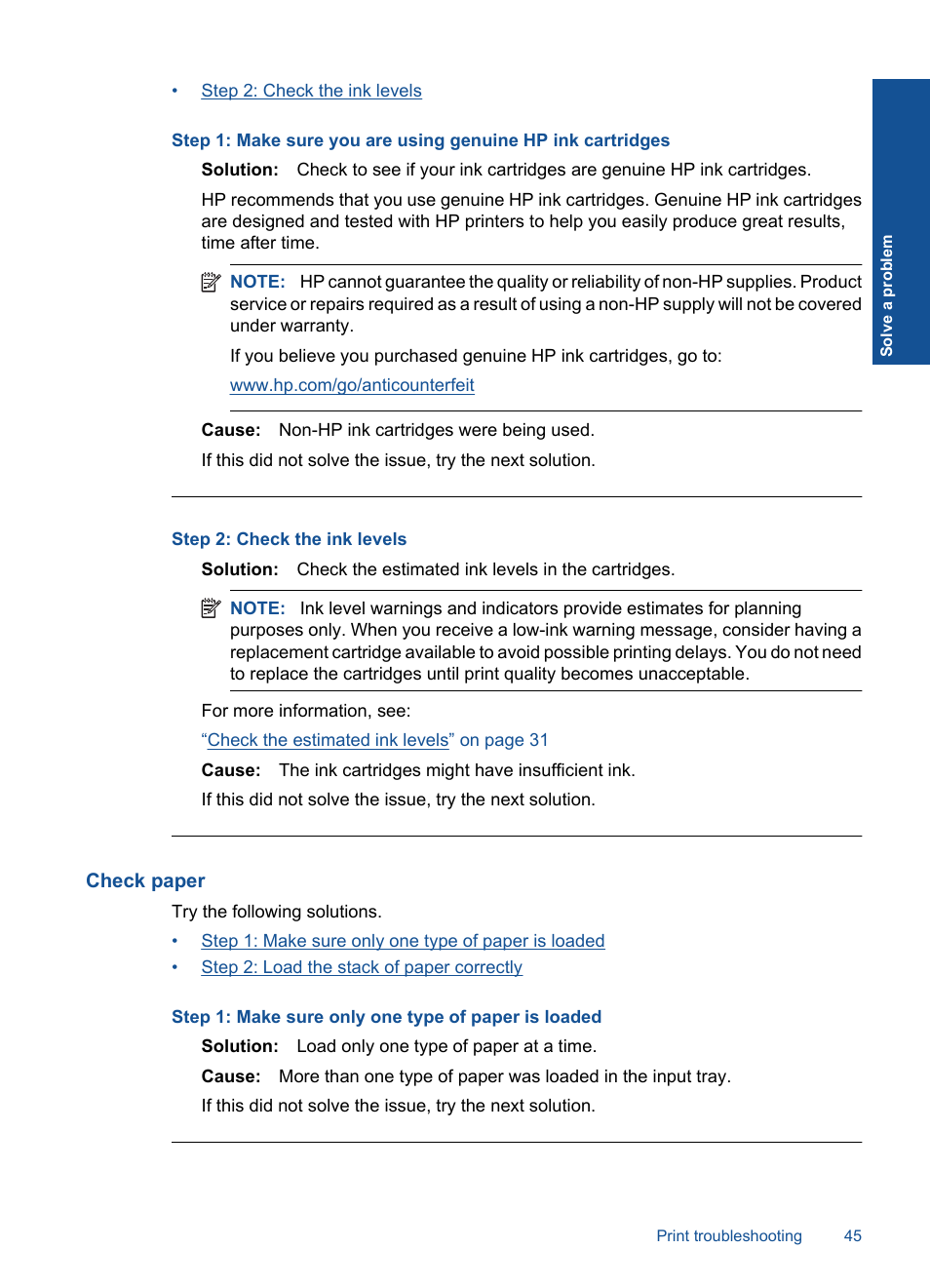 Check paper | HP Deskjet F2430 All-in-One Printer User Manual | Page 48 / 69