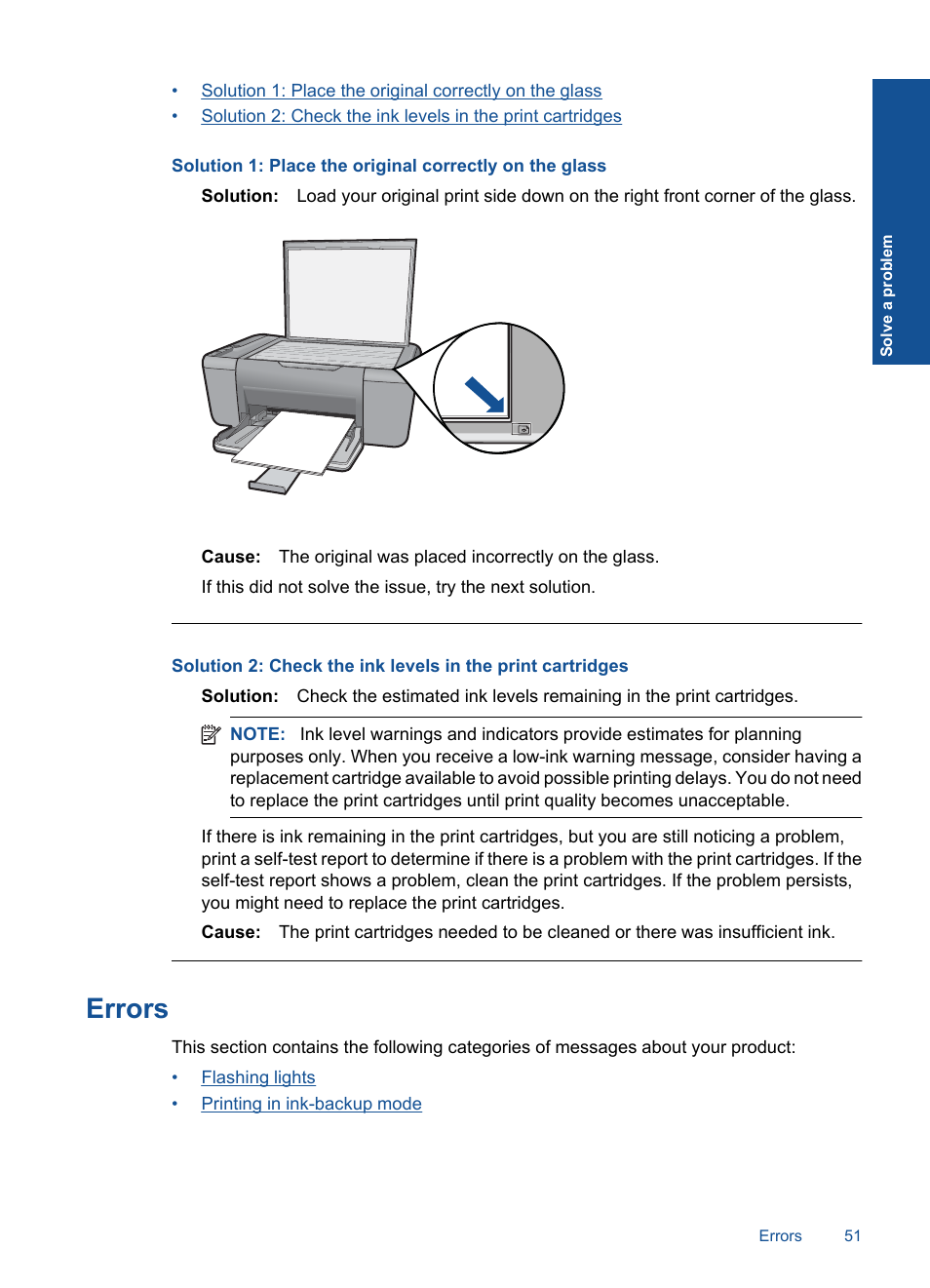 Errors | HP Deskjet F2430 All-in-One Printer User Manual | Page 54 / 69