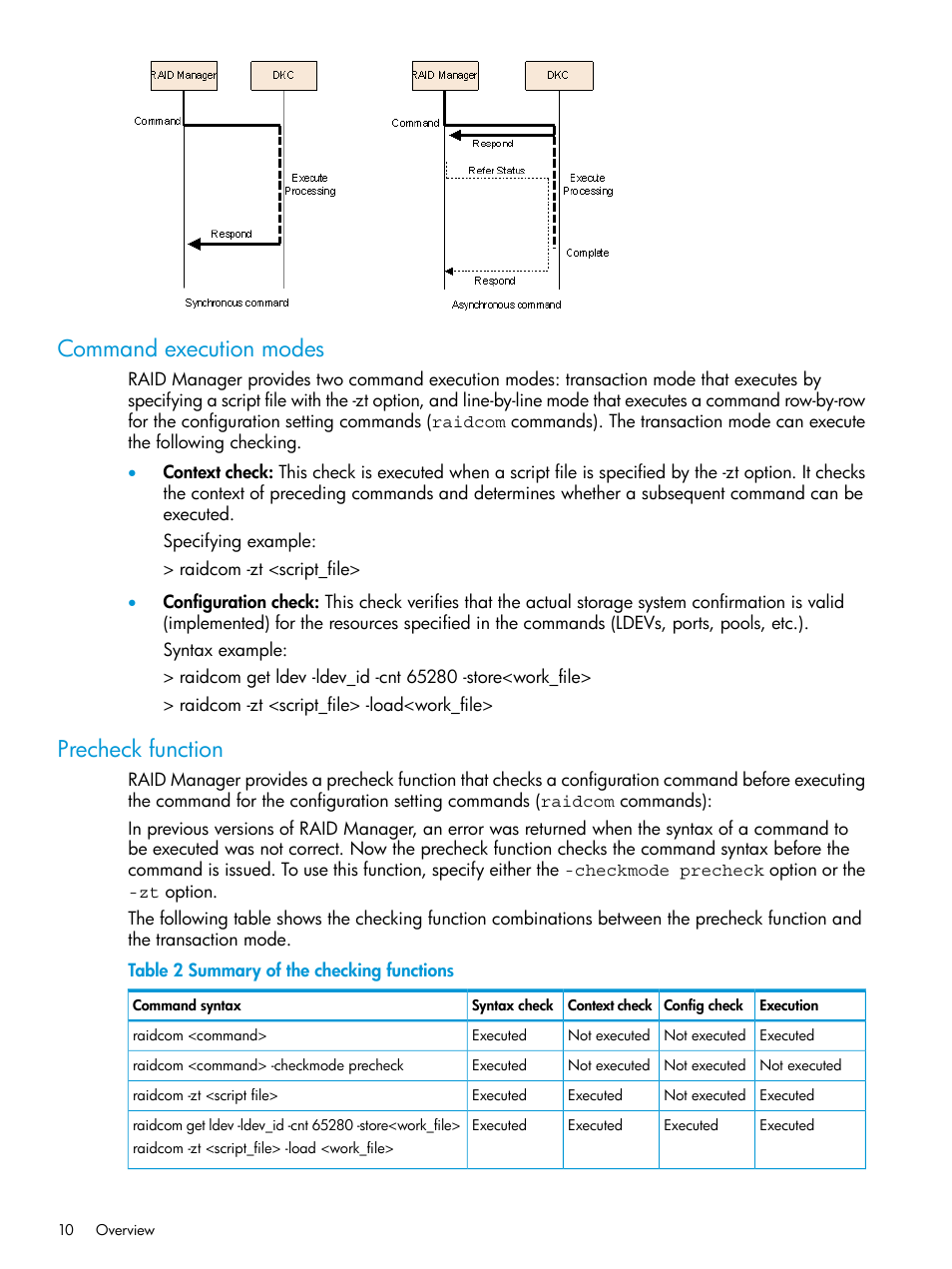 Command execution modes, Precheck function, Command execution modes precheck function | HP XP P9500 Storage User Manual | Page 10 / 211