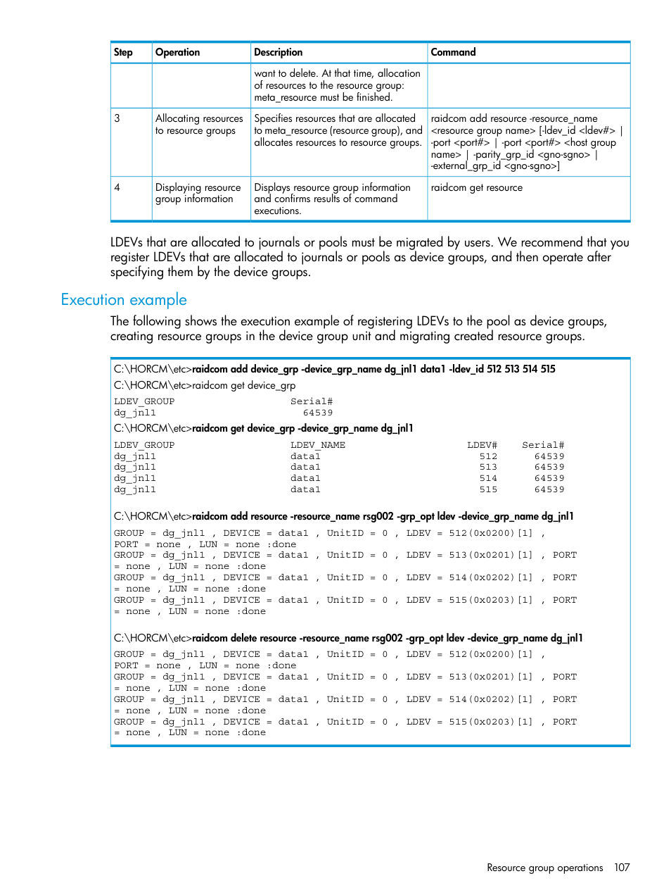 Execution example | HP XP P9500 Storage User Manual | Page 107 / 211