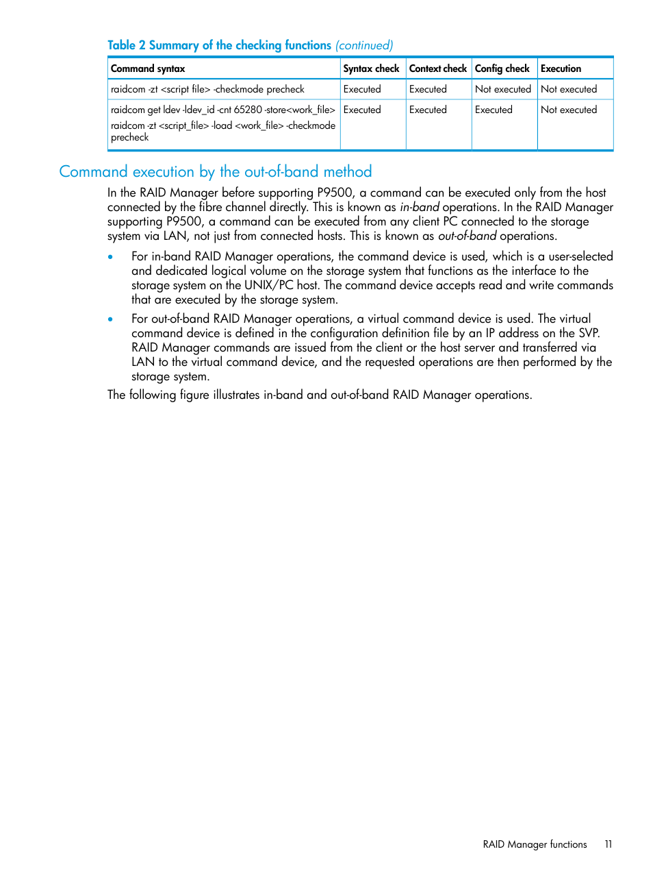 Command execution by the out-of-band method | HP XP P9500 Storage User Manual | Page 11 / 211